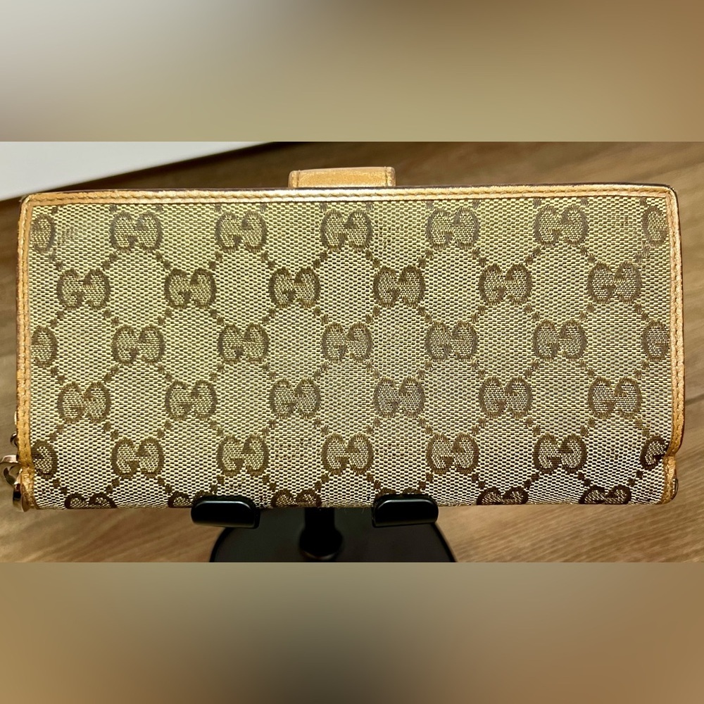 GUCCI Long Wallet with G Charm GG Canvas Leather in Beige - Picture 3 of 13